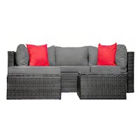 Sunscape 5 Pc Patio Furniture Corner Wicker Sofa Set - Black/Charcoal Grey